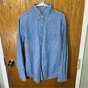 American Eagle Outfitters Blue Casual Button Down Shirt 100% cotton